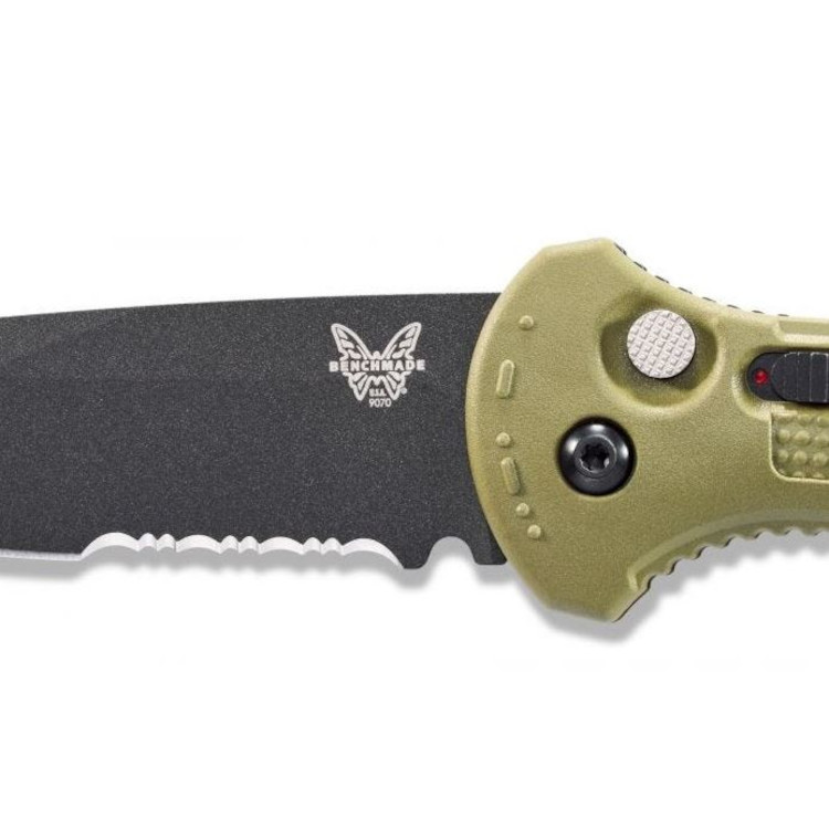 Benchmade 9070BK-1 Green Claymore - Serrated - Push Button Automatic - Image 4